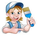 Painter Decorator Woman Cartoon Character