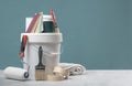 Painter and decorator work table Royalty Free Stock Photo