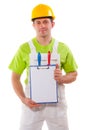 Painter demonstrating clipboard Royalty Free Stock Photo