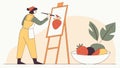 Painter at Easel: Capturing Apple Still Life in Studio, vector design Generative AI Royalty Free Stock Photo