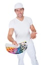 Painter Holding A Paint Roller And Spectrum Royalty Free Stock Photo