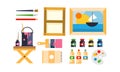 Painter icons set, art tools and materials flat vector Illustration on a white background Royalty Free Stock Photo