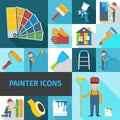 Painter icons set flat shadow
