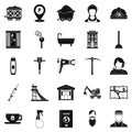 Painter icons set, simple style