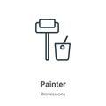 Painter outline vector icon. Thin line black painter icon, flat vector simple element illustration from editable professions Royalty Free Stock Photo