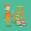 Painter with paint brush vector illustration. Royalty Free Stock Photo