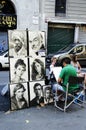 Painter, painting portraits in Las Ramblas de Catalunya, Barcelona's