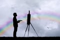 Painter paints the rainbow