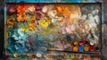A painter palette, each color a different theme, inviting users to Paint Your World with Ideas, Subscribe , clean sharp focus