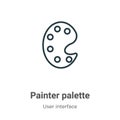 Painter palette outline vector icon. Thin line black painter palette icon, flat vector simple element illustration from editable Royalty Free Stock Photo