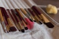 Painter's brushes in a fabric case Royalty Free Stock Photo