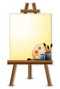 Painter's Canvas Easel Brushes Royalty Free Stock Photo