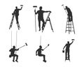 Painter silhouettes, House painters silhouettes, Painters silhouette