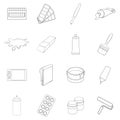 Painter tools icon set outline