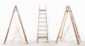 Painter wooden ladder,isolated on white, wall painting Royalty Free Stock Photo