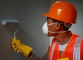 Painter worker wearing safety work on job Royalty Free Stock Photo