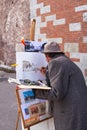 Painter working in the street