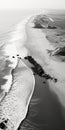 Painterly Aerial Photography Of Winter Seashore: Black And White Drone Views