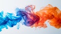 Painterly collision: a whirlwind of orange and blue splashes on the canvas of creative flight Royalty Free Stock Photo