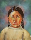 Beautiful painterly illustration of an Indigenous child.