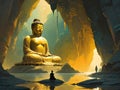 painterly image of the giant buddha on a different environmet platforms.