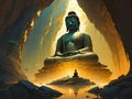 painterly image of the giant buddha on a different environmet platforms.