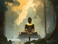 painterly image of the giant buddha on a different environmet platforms.