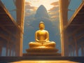 painterly image of the giant buddha on a different environmet platforms.