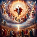 painterly image of revelation rapture of the return of Christ to earth.