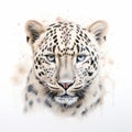 Painterly Leopard On White Realism With Fantasy Elements