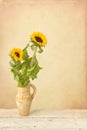 Painterly still life with sunflowers