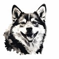 Painterly Style Stencil Art: Joyful Husky Dog In Liquid Metal