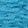 Painterly texture design resembling a shoal of fish. Seamless vector pattern in various hues of blue on dark background Royalty Free Stock Photo