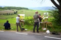 Painters paint outdoors Royalty Free Stock Photo