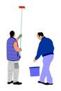 Painters painting at work vector. Royalty Free Stock Photo