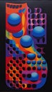 Bold And Vibrant: A Dynamic Painting Of Black And Blue Circles