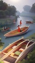 This is a painting accompanying an ancient Chinese poem on the Dragon Boat Festival Royalty Free Stock Photo