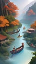 This is a painting accompanying an ancient Chinese poem on the Dragon Boat Festival Royalty Free Stock Photo