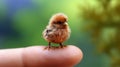 Photorealistic Painting Of A Chicken Sitting On A Finger