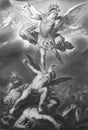 Painting of Angel`s falling by Luca Giordano in the old book Des Peintres, by C. Blanc, 1863, Paris