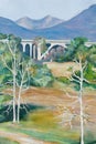 Painting of the Arroyo Seco and San Gabriel Mountains near Pasadena, CA