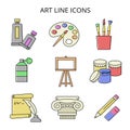 painting and art. set of colored icons in flat style Royalty Free Stock Photo