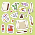 Painting art tools palette vector illustration details stationery creative paint equipment creativity artist instrument.