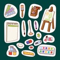 Painting art tools palette vector illustration details stationery creative paint equipment creativity artist instrument.