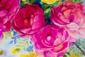 Painting art watercolor landscape original colorful of the roses. Royalty Free Stock Photo