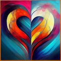 Abstract colorful liquid oil painting illustration on heart shape background Royalty Free Stock Photo