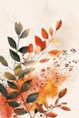 A painting of autumn leaves with a splash of color Royalty Free Stock Photo