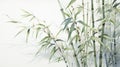 Delicately Rendered Bamboo Watercolour Illustration With Yucca Tree