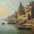 painting of banaras famous ghat