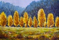 painting beautiful autumn tree on canvas. Autumn harmony